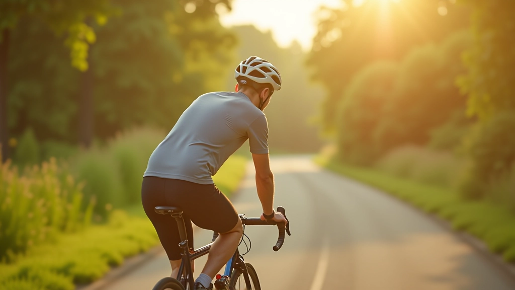 Close-up van een fietser met correcte rugpositie en ergonomische houding op het zadel