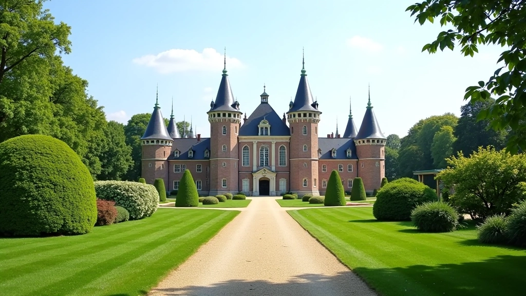 Kasteel Hoensbroek met meerdere torens en ramen, klassieke Nederlandse architectuur